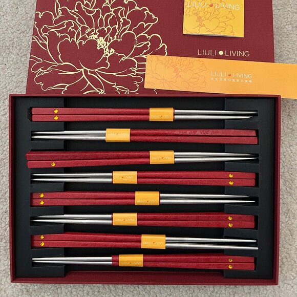 Liuli Living Other - Liuli Living Chopsticks, Blessed (set of 8) Hand-made NEW in box